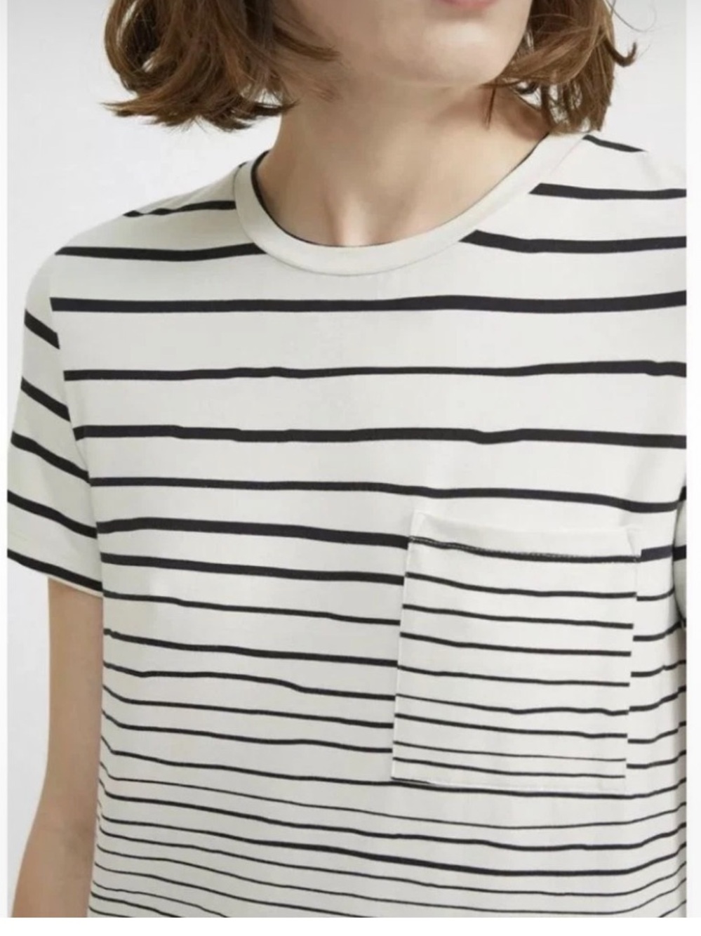 Theory Cream and Black/white Striped Cotton Midi Dress size Medium